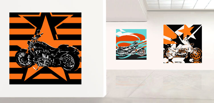 Contemporary art motorbike theme. The Harley-Davidson Biker Art Gallery of Rod Neer. Motorcycle Art for bikers, this is biker art.